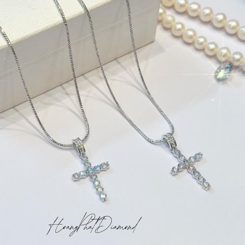 [ Hoàng Phát ] Trang Sức Dây Chuyền Bạc Ý 925 Mì K.C Lớn 4T5 (45cm) Phối Mặt Hột Thánh Giá Xi Kim (P193)