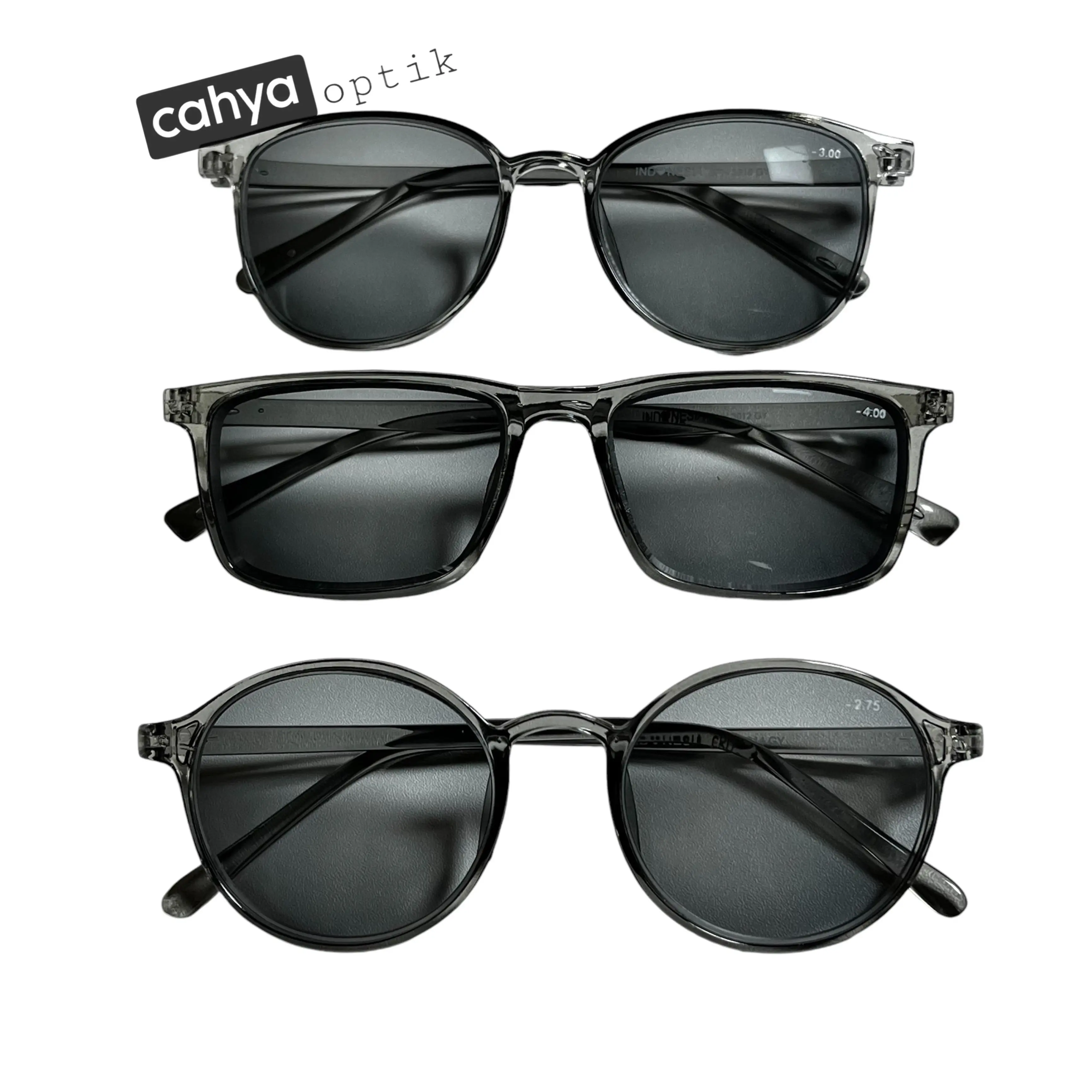 Kacamata Minus Rabun Jauh dengan Lensa berwarna hitam smoke (Unisex) tersedia ukuran -0.50 sampai -4.00 Pria Glasses Eyewear
