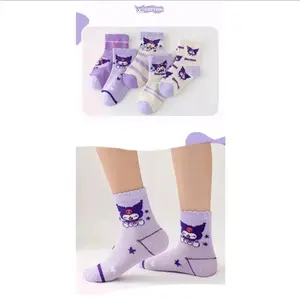 (3 pasang) Kaos Kaki Labubu dan kuromi Kaos Kaki Anak Labubu kuromi Kaos Kaki Perempuan Labubu kuromi Motif Warna Fashion