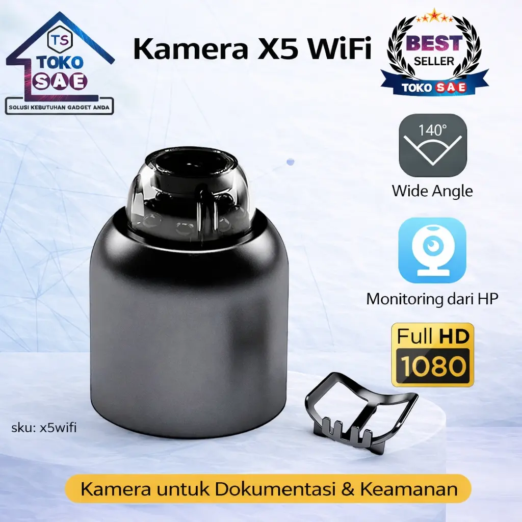 Tokosae IP Camera CCTV WIFI X5 1080P App Ysxlite Deteksi Gerak & Night Vision Monitoring HP X5WIFI
