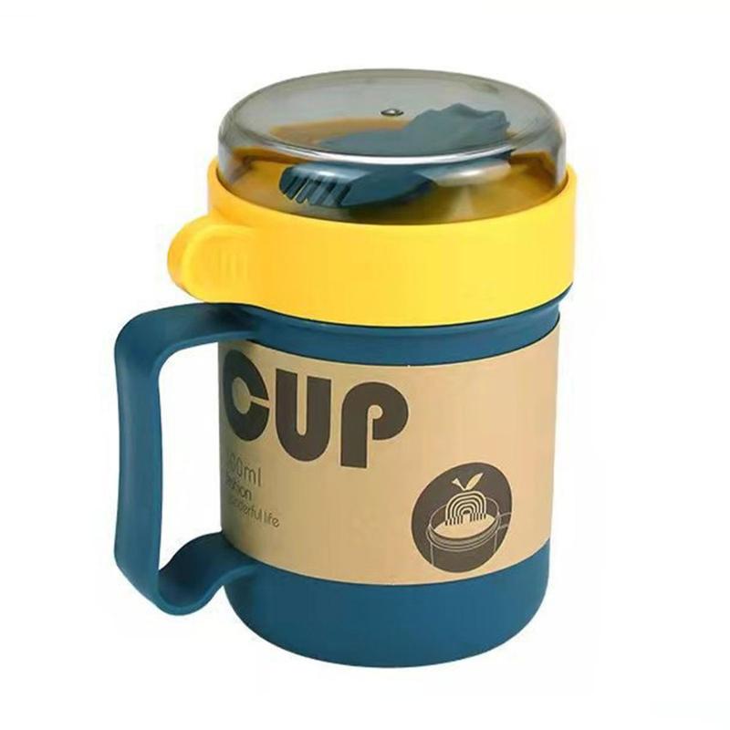 Cốc Ăn Sáng, Dung Tích 500ml, Thích Hợp Cho Ngũ Cốc, Sữa chua, Salad Và Súp, Có Nĩa, Chịu Nhiệt, Hộp Đựng Thực Phẩm Lò Vi Sóng, Hộp Cơm Bento, Hộp Đựng Đồ Ăn Trưa