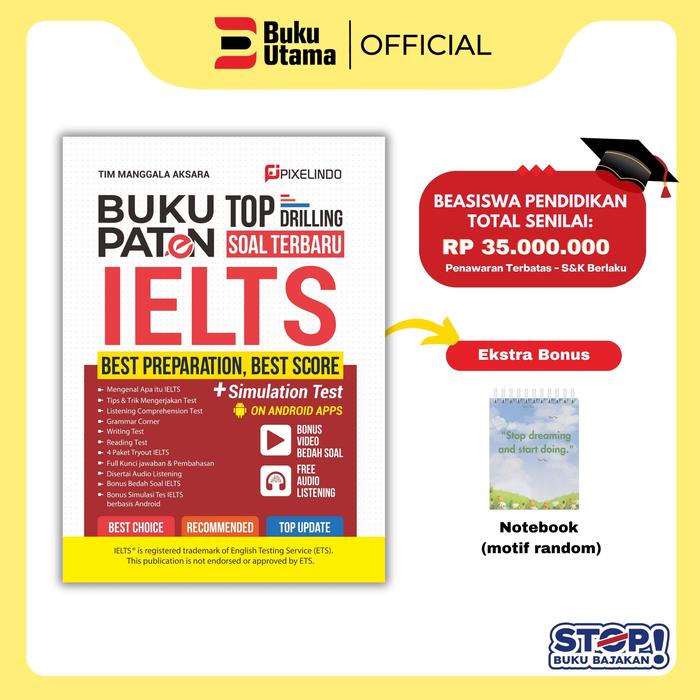 Gambar BUKU PATEN BEST PREPARATION IELTS (LENGKAP DENGAN MATERI, DRILLING SOAL DAN AUDIO LISTENING) Soft Cover dari Bukuutama Kab. Sleman Tokopedia
