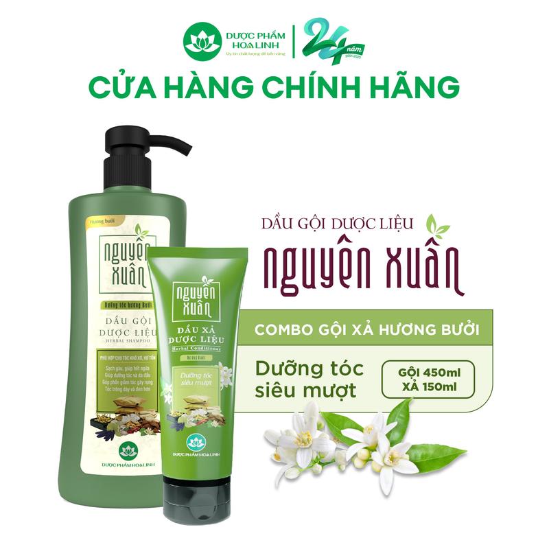 Bộ Dầu gội 470g và Dầu xả 150ml Nguyên Xuân dưỡng tóc hương bưởi - Dành cho tóc khô xơ, hư tổn