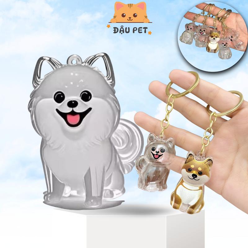 Móc khóa đựng lông mèo trong suốt nhựa, Mô Hình Lưu Trữ Lông Thú Cưng Trong…