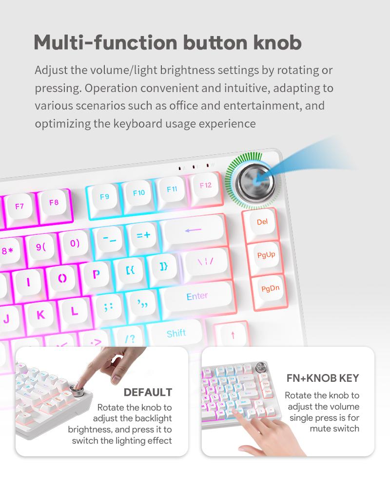 FURYCUBE New model IP75 75 Keys Membrane Keyboard Wired/Wireless Type-C ...