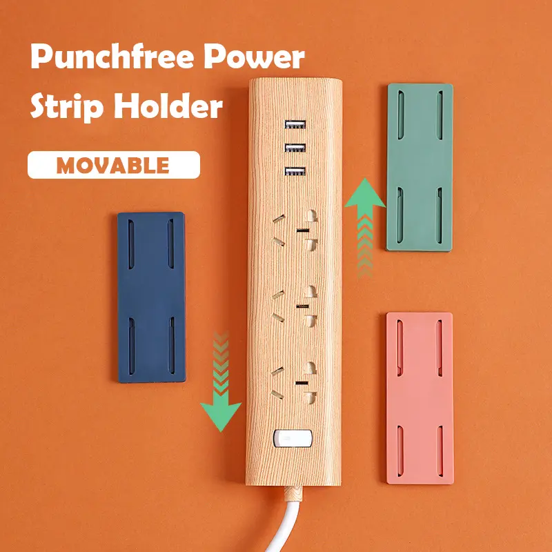Punchfree Power Strip Holder Panel Socket Patch Wire Plug Holder Organizer Storage Wall Mounted Socket Holder