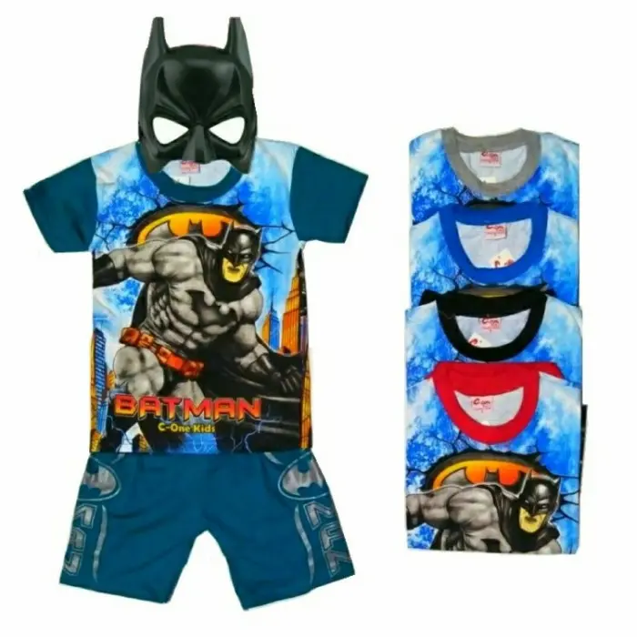 KIRIM AMAN SETELAN SIZE 4-20/BAJU KAOS ANAK FULL PRINT 1-10 TAHUN BATMAN 5 WARNA