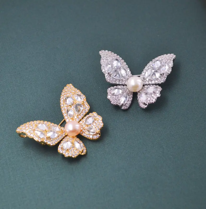Bros Mutiara Asli dengan Permata Mewah Elegant 1