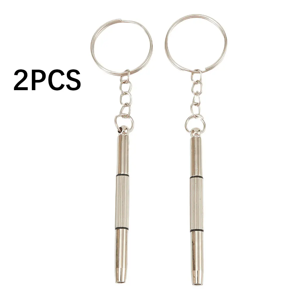 1/2Pcs Multifunctional Mini Screwdriver 3in1 Slotted Cross Hex Screw Driver Glasses Phone Watch Screw Repair Keyring Tool