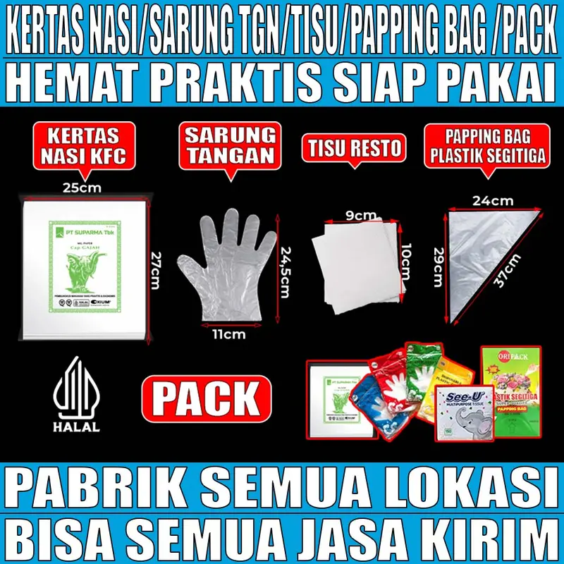 Kertas Nasi Kfc SPM Gajah | Tisu Tisue | Plastik Segitiga Papping Pipping Bag Corong Pack JSP