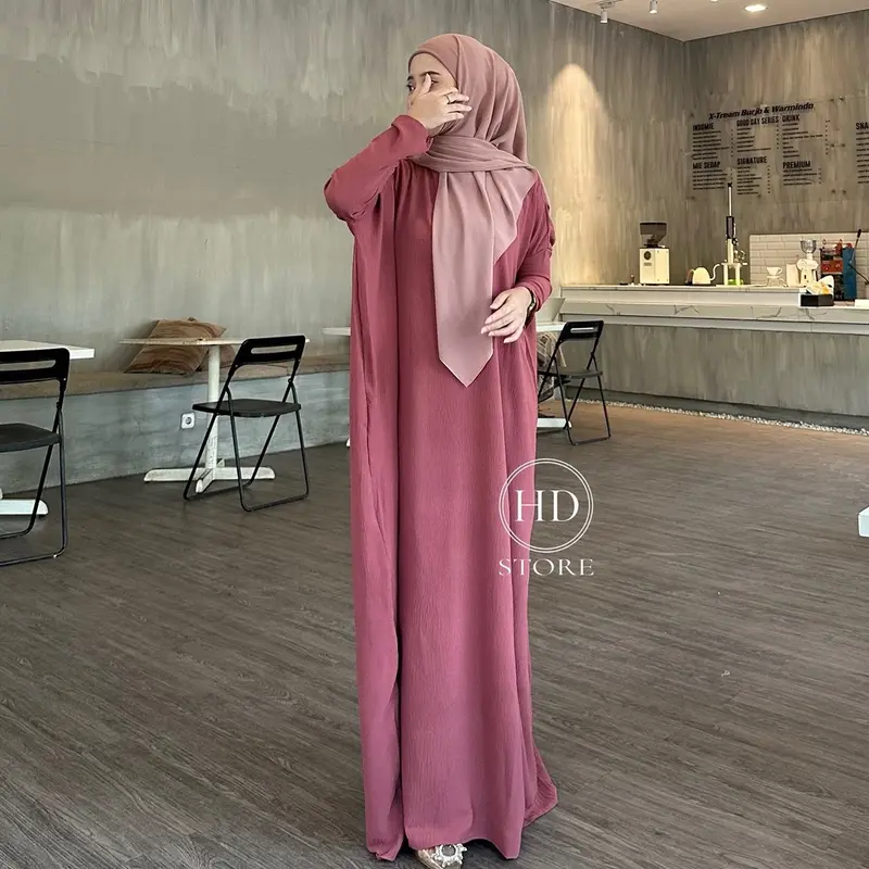Gamis Abaya Nagita Mewah Bahan Crinkle Airflow Polos Elegan Muslim Wanita 6