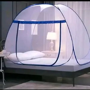 Kelambu Kasur Lipat Anti Nyamuk Ukuran 200x180cm dengan 4 Sudut Karet Warna Biru Merah untuk Lindungi Tidurmu