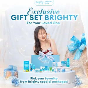 Brighty GIFT SET Series -Glowing Underarm+Underarm Scrub+AHA Hero+Good Body Odor/Good Body Odor Sensitive+Body Serum+Charcoal Masque+Waxing Strip Kit+Post Shaving & Waxing Gel+Brighty BMD Scrub+BMD WASH 60/300 Ml+Brighty BMD Serum Kojic+Ucapan Selamat