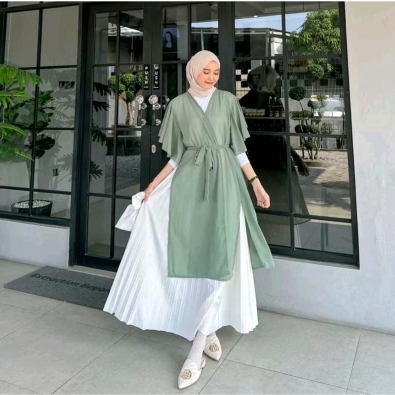 Tunik cerutty/atasan wanita dewasa kekinian Muslim Outer Simple Ceruty clara  long 5