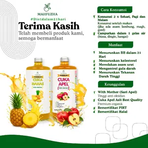 Cuka apel mix cuka nanas ( 1 liter )-cuka apel malang- paket hemat - paket murah- kontrol gula darah - aple vinegar -penapple vinegar- cuka nanas premium - cuka nanas organik - cuka nanas mahfuzha