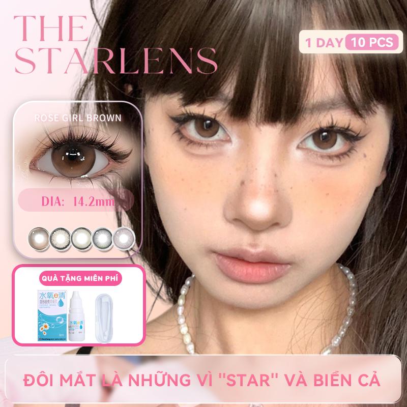  Kính áp tròng tiếp xúc Starlens lens mắt xịn chính hãng 10 CÁI DIA14 14.5 mm nâu xám gray len mắt xinh  mềm sử dụng hàng ngày tự nhiên với các cấp độ 0-8,lens mắt 1 lần 
