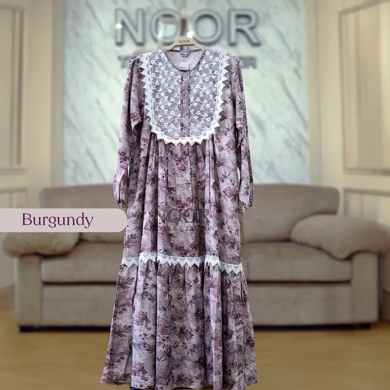 Sugar Maple Gamis Renda | Gamis Renda | Gamis Classic | Vintage Dress | ALL SIZE | Gamis Muslim Wanita | Seragaman Kancing Kantong Nyaman Simple 1