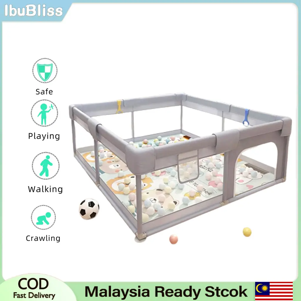Baby Playpen Children Pagar  Fence Activity Center Game Sturdy Guard Pagar Baby Plastik Nitrosamine percuma