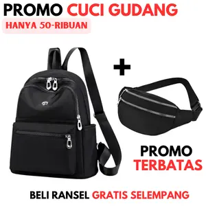 BELI SATU DAPAT 2 - Ransel Wanita Muat Laptop Untuk Kerja Kuliah Sekolah Bonus Waist Bag