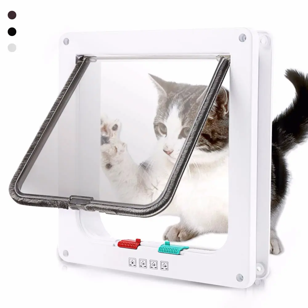 Professional ABS Small Pet Gate Dog Cat 4 Way Security Lock Flap Door Kitten Puppy