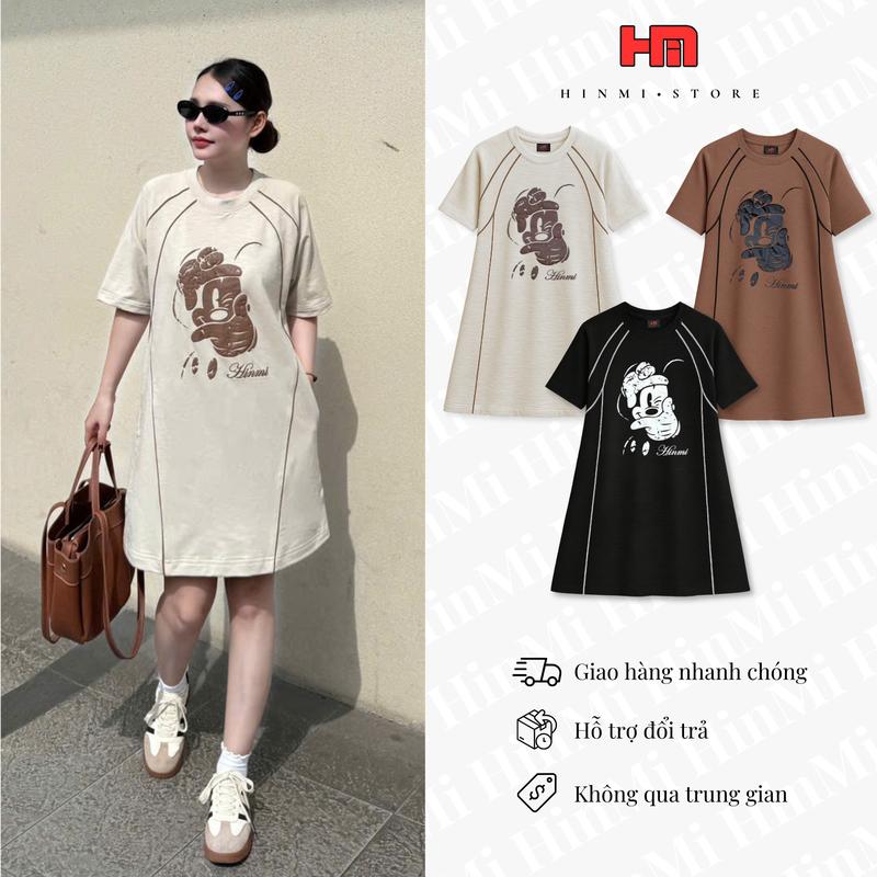 [SALE NGÀY ĐÔI 10/10] Váy Chữ A Dáng Suông_In Hình Con Chuột_May Phối Viền Lé Thân_Đầm Nữ Xinh Nhẹ Nhàng_Cổ Tròn Thoải Mái_Dress Cao Cấp (IN CHUỘT_VIỀN LÉ)