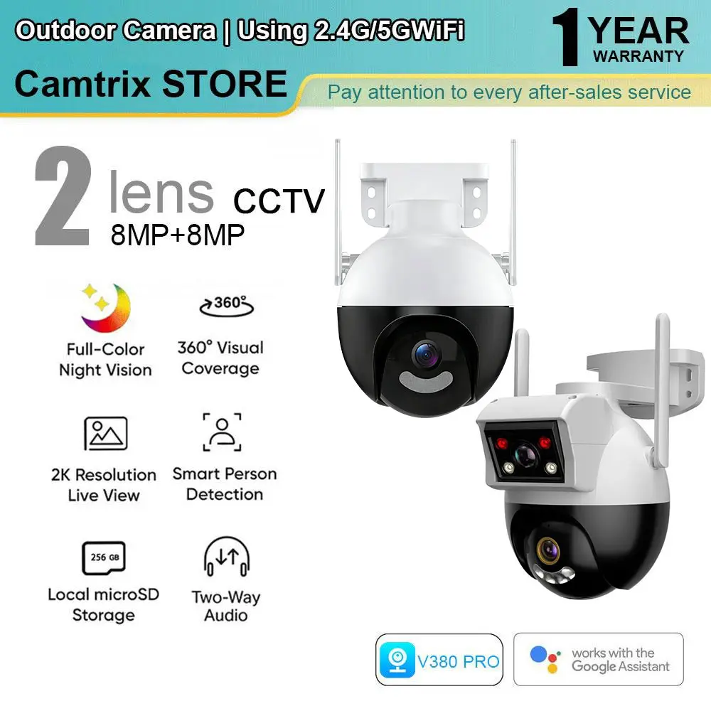 H1-AW H1-P V380 Pro Dual Lens CCTV HD Smart WiFi Kamera Night Vision untuk Pengawasan Area Luas - Camera