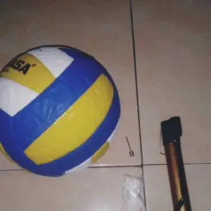 Bola Voli paket komplit pompa pentilasi jaring Super Gold Size 5 Bahan AC Empuk untuk Latihan dan Pertandingan Outdoor Termurah Voly Ball Volly Olahraga voliball