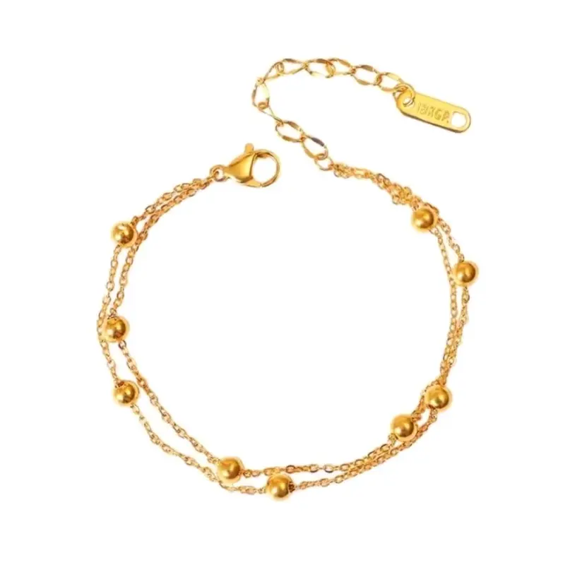 Gelang Tangan Titanium Wanita Rantai Nori Model Biji Lada Aksesoris Elegan Premium Anti Karat dan Luntur Bracelets Emas 3