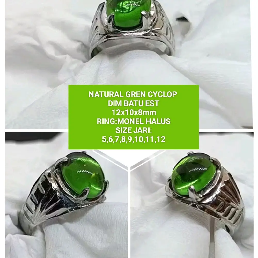 CINCIN BARU NATURAL GREN CYCLOP PAPUA CRYSTAL D12 Rings