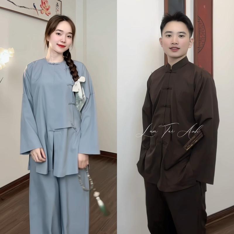 Nhuyễn truyền thống nam nữ mặc được vải lụa nhuyễn nút tết đồ lam pháp phục đi chùa