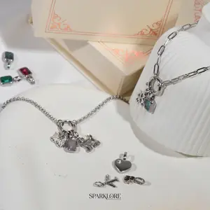 Sparklore Luna Silver Bracelet Titanium DIY Charm Chain Custom Silver - Gelang Luna Kustom  Anti Karat Silver Sparklore - Charm Pendant Gelang Custom Titanium Fashionable Jewelry Aksesoris Wanita High Quality Elegan Rantai Stainless