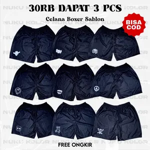 Celana Boxer Sablon Dapat 3pcs Celana Santai Dewasa Polos Hitam Shorts Pria Nyaman Celana Viral Keren Kekinian