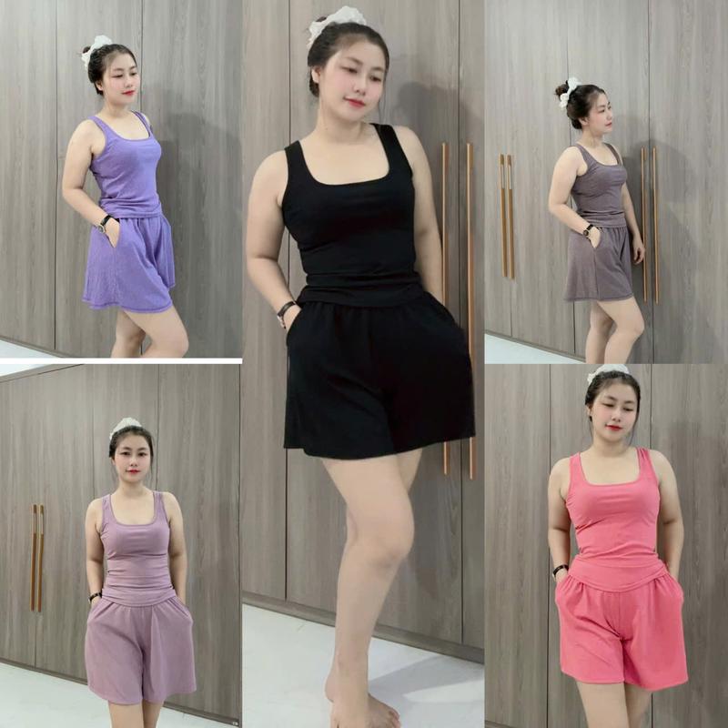 Set Bộ Thời Trang Quần Đùi Áo Ba Lỗ Mặc Nhà Chất Thun Tăm Size 40-75kg
