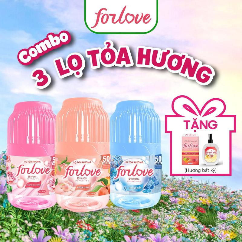 MUA 3 TẶNG 1 Combo 3 Lọ toả hương ForLove Tặng 01 Lọ Xịt Thơm Quần Áo,Toả hương 360 độ Thanh lọc không khí Khử mùi phòng,Dầu Thơm Phòng xịt thơm Nước Hoa