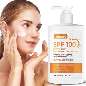 アロエベラ配合 フェイス＆ボディ用日焼け止め、SPF100、UVB/UVAカット、高保湿、軽くて肌になじむ、すべての肌質に適した、ビーチ旅行・夏・日光浴に最適、男女兼用の日常使いのトラベル用ボディローション