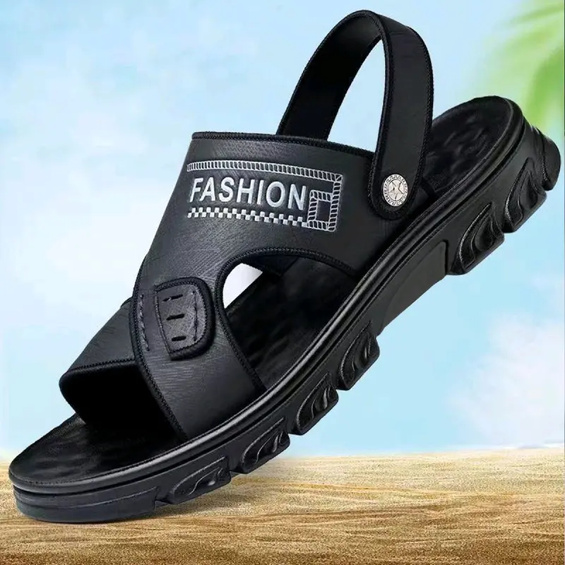 Sandal Original Selop Pria Slip On Nyaman Kuat Empuk Hitam Coklat Cowok Kasual Sendal Laki-laki Kasual 3