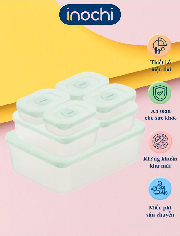 [INOCHI] Bộ 7 hộp trữ đông Inochi, Bảo Quản Tươi Ngon, An Toàn, Nhiều Kích Cỡ, Tiện Dụng, Chịu Nhiệt Tốt Kitchen hộp đựng tủ lạnh