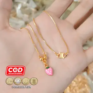 Kalung Anak Model Itali Stroberi Pink 35cm Manis dan Ceria