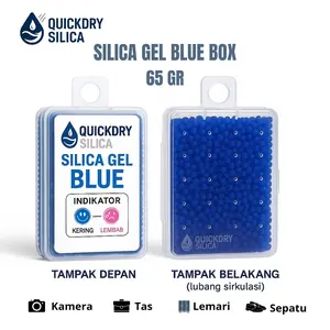 Silica Gel Biru Box dengan INDIKATOR 65gr - Perlindungan Anti Jamur dan Lembab untuk Camera, Tas, dan Pakaian Blue Kamera