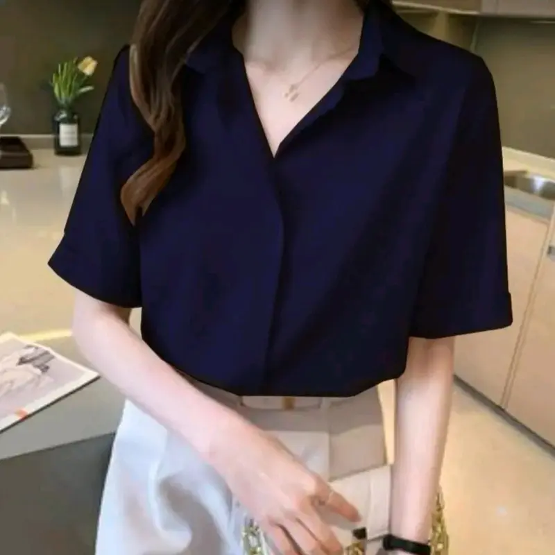 Kemeja atasan crop top wanita lengan pendek 8