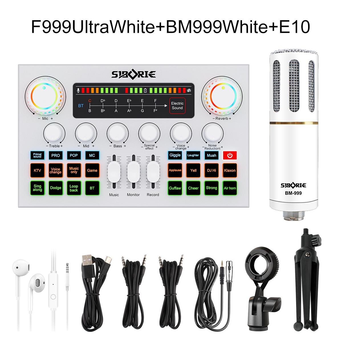 Siborie Soundcard F999 ultra+BM999 Mic +E10 headset Paket Lengkap Sound Card Komplit For Live Streaming Media Siborie Soundcard F999 ultra+BM999 Mic +E10 headset Paket Lengkap Sound Card Komplit For Live Streaming Media