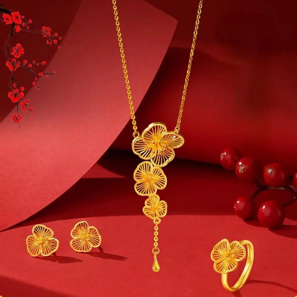 SS24 Blossom Silk Gilding plated Women's Set Chain Gift