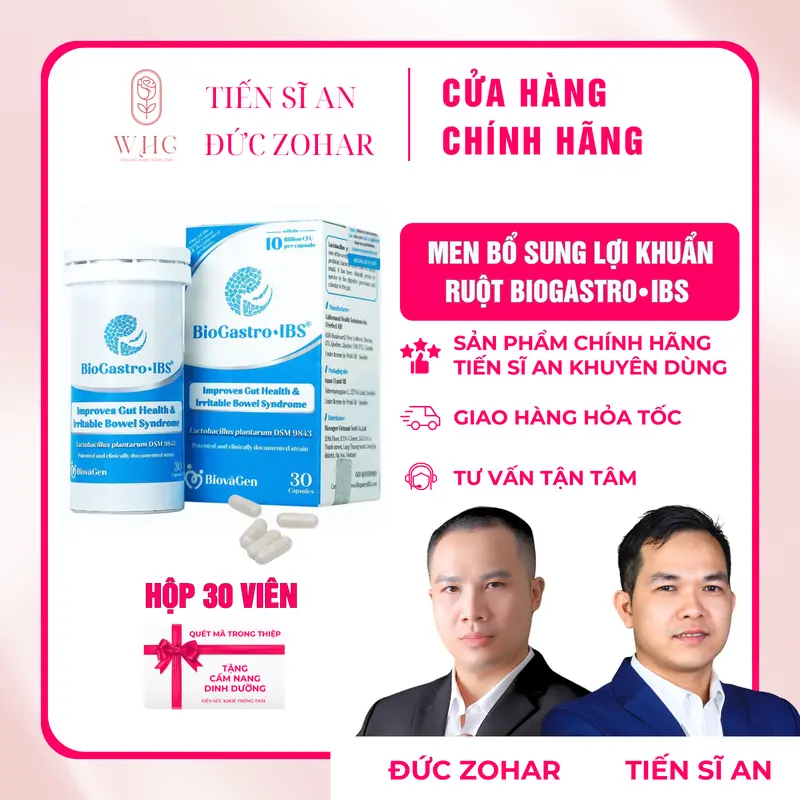 Men vi sinh BioGastro • IBS hỗ trợ cải thiện ruột kích thích, cải thiện sức khỏe đường ruột (Hộp 30 viên)  + Cẩm nang dinh dưỡng 0
