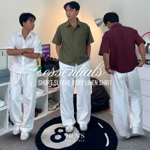 MEN'S ESSENTIAL LINEN SHIRT BOXY CUT DROP SHOULDER | Kemeja Linen Basic Pria Musim Panas | Simple, Classy, Elegant, Clean Look With Old Money Vibes | Clean Outfit Casual Style