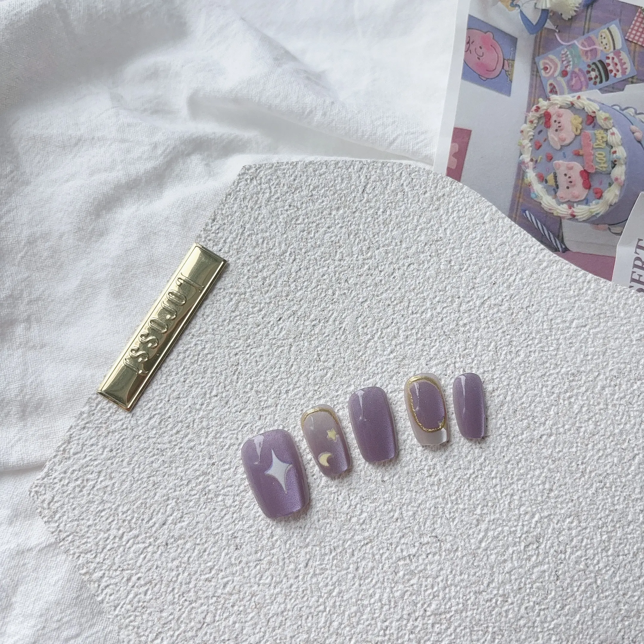 B02 Purple Moon Handmade Press on Nail
