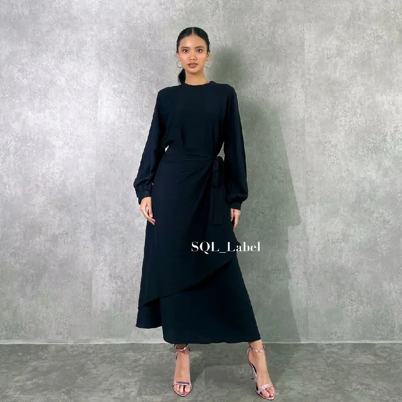 Felicia Dress Midi Dress Wanita Simple Casual atau Formal dengan Layer Pinggang Depan dan Belakang Gaun Panjang Nyaman 2