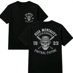 Kaos Distro Bahan Katun Premium - Desain Skull dengan Kapak & Teks Klasik, Model Reguler (Tersedia Warna Hitam & Putih)