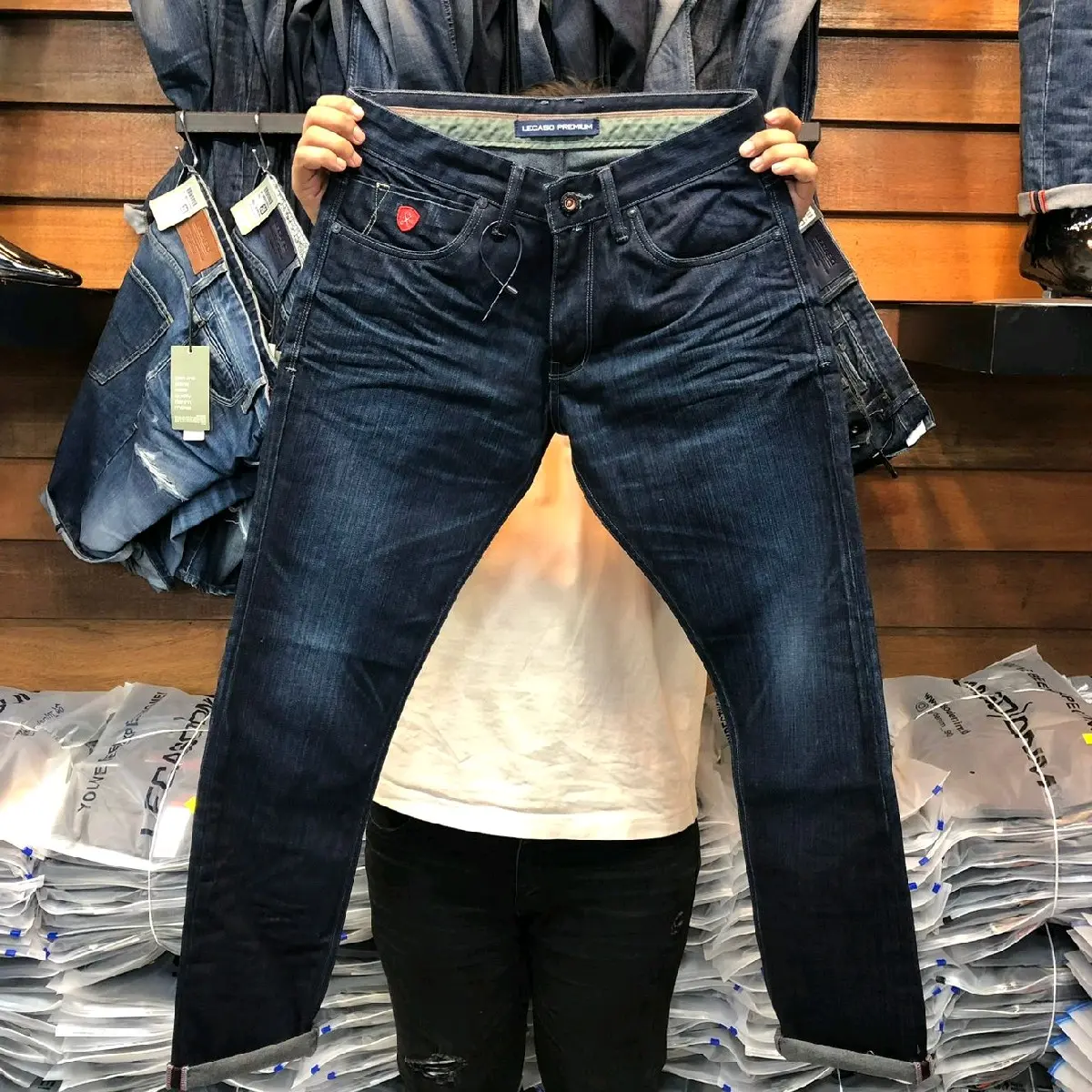 Celana Jeans LECASO Panjang Lecasso Original Brand untuk Pria Denim Slimfit Cowok - Hitam - Dewasa, Distro, Skinny