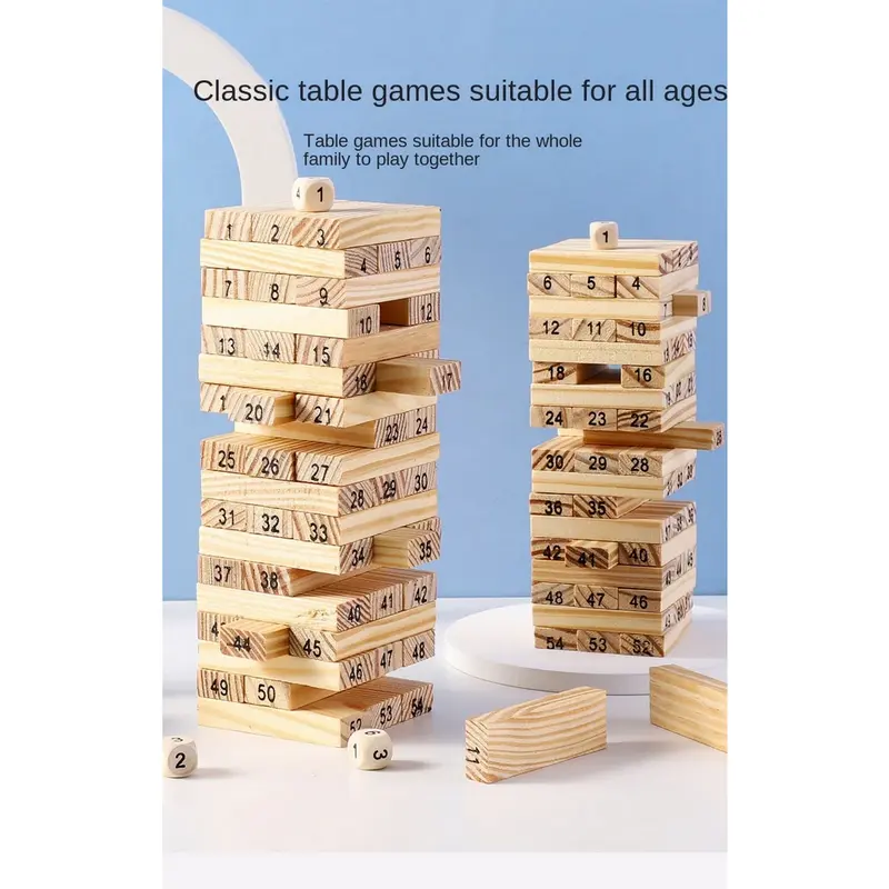 Toddi Permainan Uno Stacko Kayu 54 Balok dengan 4 Dadu Anak Game Toys 6