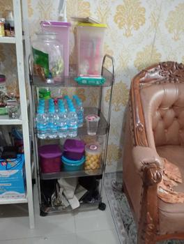 Product Review of 【SPESIAL Live COD 24 Shipping】AONEZ Rak Troli Susun Stainless steel RakKosmetik Serbaguna Rak kamar mandi Rak Salon Trolley Dengan Keranjang jaring akrilik transpara rak meja aesthetic from h**a 2